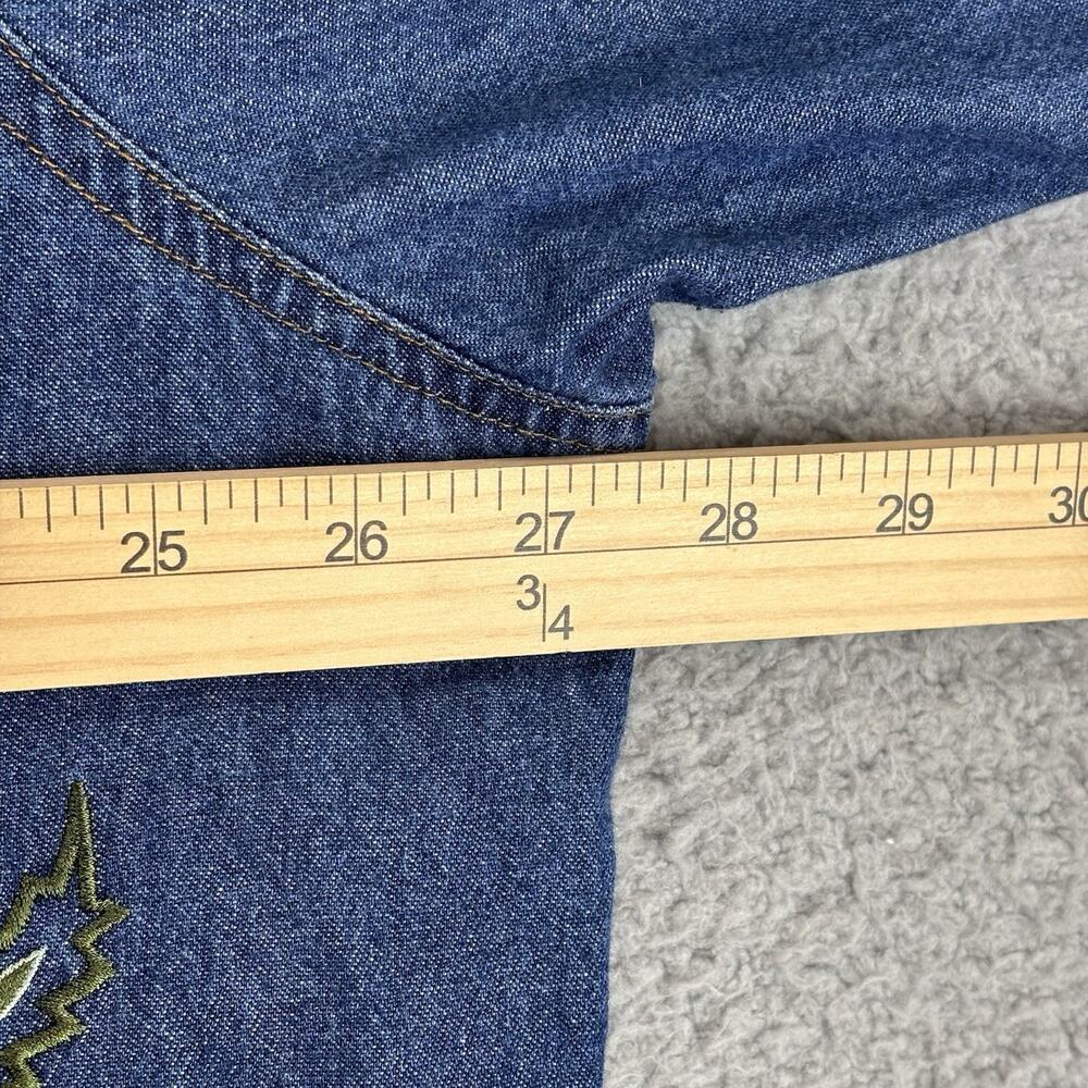 VTG Denim Embroidered Top 3X Floral Cottage Prairie Teacher 100% Cotton Natural - Picture 9 of 12